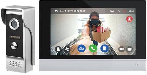 czceo 7-Inch Touchscreen Video Doorbell & Indoor Display Set. Wired via 4-Core Cable for Power + Tuya App Remote Access. 1080P HD, Motion Alerts, Color Night Vision, Local Storage, No Subscription.