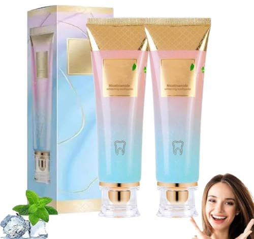 Niacinamide Whitening Toothpaste, 2 Stück Whitening Zahnpasta, Zahnpasta Weisse Zähne, Whitening Mousse Toothpaste, Whitening Zahnpasta fördert eine natürliche Zahnaufhellung