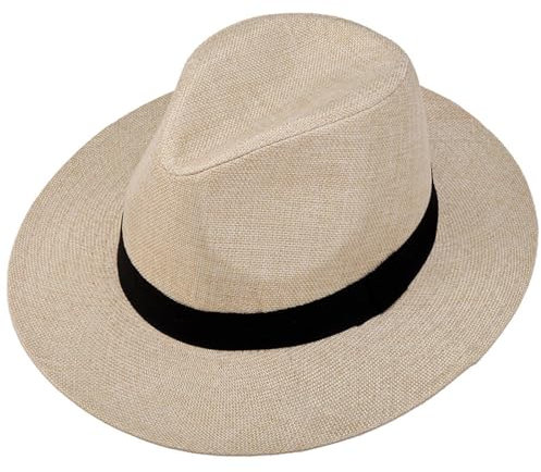 WUFANGBU Fedora Trilby Filzhut Hut Herren Zylinder Mit Flachem Herren Sonnenschirm Hut Lässiger Hut Reisehut Herrenhut Sonnenschirm Einheitsgröße Beige