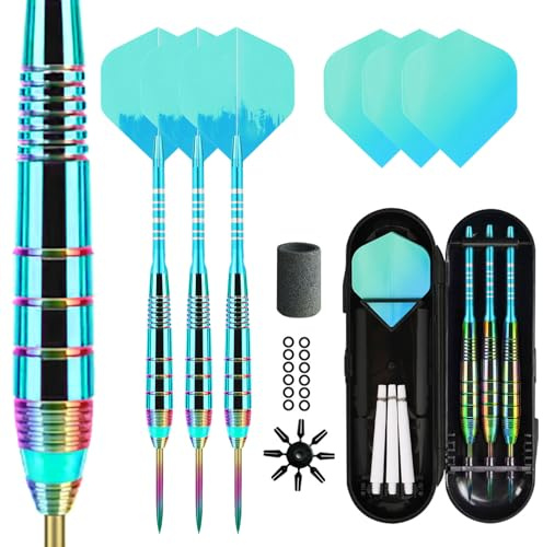 Lavishio Dartpfeile Set 3 Stück Profi Steeldarts 23 Gramm Dart mit Metallspitze Steel Darts Pfeile Set Target Darts Darts Steel Dartpfeil Set 3 Aluminium Schaft Extra 3 Dart-Flüge