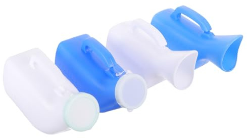 BAZEITFLOW Tragbares Urinal Aus Kunststoff 4 Stück Erwachsene Urinflaschen Mit Und Ohne Deckel 1000ml/1200ml Wiederverwendbar Auslaufsicher Für Reisen Camping Patientenversorgung