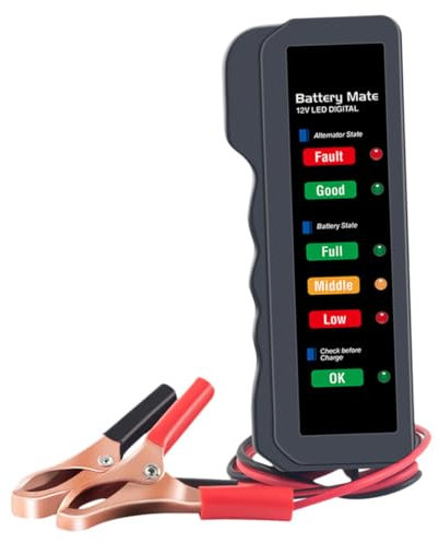 Vaguelly Tester Batteria Auto Professionale Senza Batteria Analizzatore Tensione Con Morsetti in Rame Naturale Per Monitoraggio Carica e Carico Portatile e Durevole Per Auto e Moto