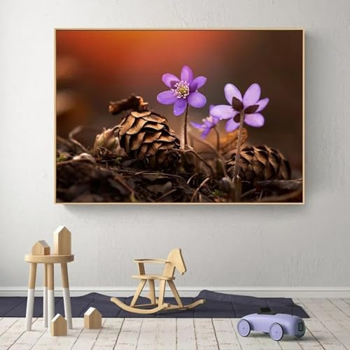 LIMAIDUO Arte de pared con flores de cerezo, magnolia, girasoles y trío floral, decoración minimalista para sala de estar, impresión en lienzo moderna, marco de 60 x 90 cm