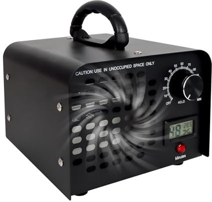 LPQCccY Ozongenerator 60 000 MG/h, ozon hushåll luftrenare för 300㎡, ozon maskin med timer 120 min temperatur och fuktighetsdisplay, för bil, hem, kontor, hotell