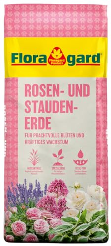 Floragard Rosenerde 18 Liter - torfreduzierte Spezialerde mit Ton für Rosen im Garten und im Kübel
