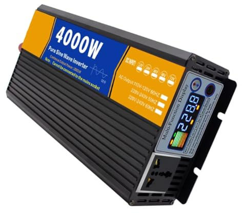 Inverter a Onda sinusoidale Pura da 60 V a 220 V, 2000 Watt, convertitore da 12 V a 72 V CC a 120 V/220 V CA, Inverter di Potenza di Picco da 4000 W, Prese CA, per casa, Camper, Camion, Sola