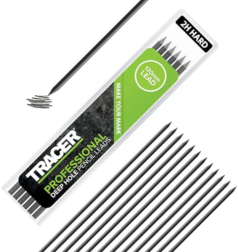 Tracer Deep Hole Pencil Leads 12 Pack, 2.8mm 2H Graphite, Hard
