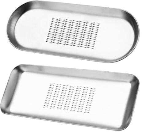 IWOWHERO Herramienta para Rallar Ajo y Jengibre de Acero Inoxidable 2 Piezas Compacta Diseño Oval y Cuadrado para Uso en Cocina