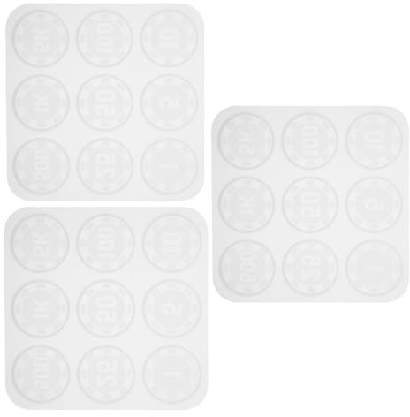Alipis 3pièces Moule à Jetons de Poker Silicone Réutilisable Moule pour Jeu Résine Époxy pour Loisirs Créatifs DIY