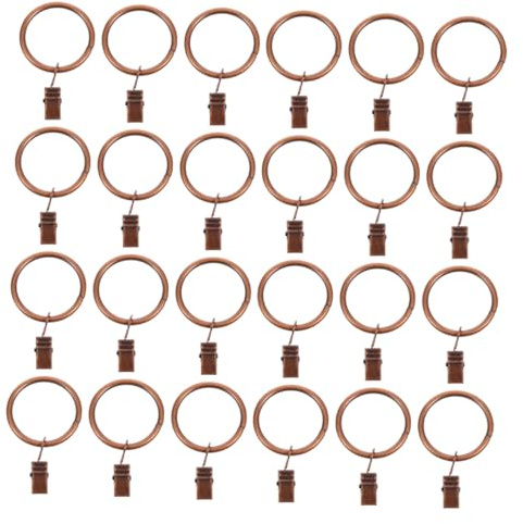 FONDOTIN 40pcs Sturdy Curtain Clamp Rings for Shower Drapery Hanging Vintage Red Bronze Finish Inner Clips Suitable for Bathroom Kitchen Bedroom Curtains