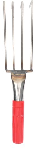 jojofuny Râteau à Main en Acier Inoxydable 32 CM à 4 Griffes Outil Léger pour Creuser Palourdes et Huîtres sur Plage Manche Plastique Confortable Jardinage et Loisirs Extérieurs