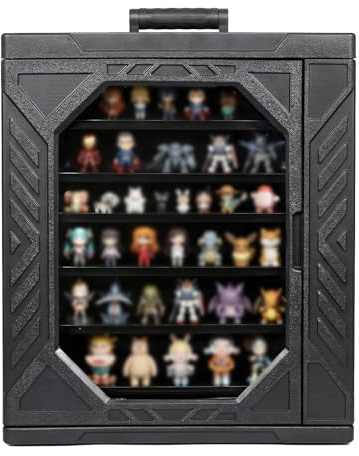 Gvdeirn Miniatures Carry Case 39x30x45cm, Miniatures Storage Case with 6 Adjustable Metal Trays, PE Frame & Transparent Display Window, Miniature Transport Case for Tabletop Gaming & RPG Models
