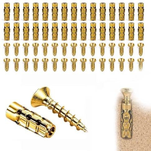 Viti di riparazione per cerniere da 6×14 mm, tasselli ad espansione, set di viti di espansione corte, tasselli per cartongesso per ante di armadi, pareti in cemento(50pcs)