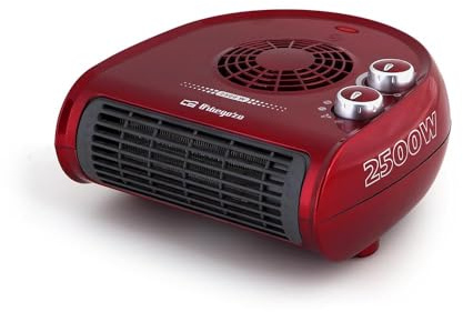 Orbegozo FH 5033 - Calefactor, termostato regulable, 2 niveles de potencia, función ventilador aire frío, calor instantáneo, indicador luminoso, asa de transporte, 2500 W, rojo