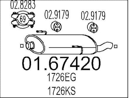 MTS Silencieux arrière Pot d'Échappement 01.67420