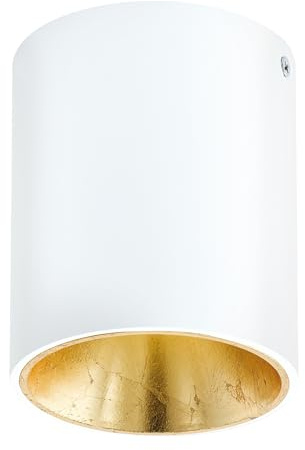 EGLO LED Deckenleuchte Polasso, Deckenlampe aus Metall in Weiß und Gold | Wohnzimmerlampe warmweiß, Ø 10 cm