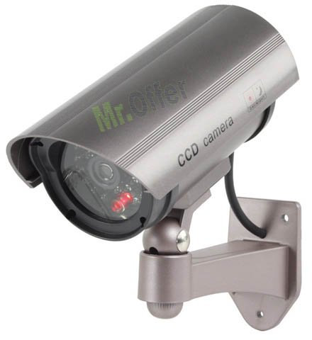 Telecamere finte da esterno con staffa. Telecamera di videosorveglianza finta a batteria con led rosso lampeggiante, accessorio ideale per la sicurezza della tua casa