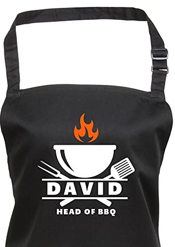 Personalised BBQ Apron – Head of BBQ with Name – Custom Gift for Dad, Grandad, Husband – Men’s Barbecue Apron for Father’s Day, Birthday, Summer BBQ