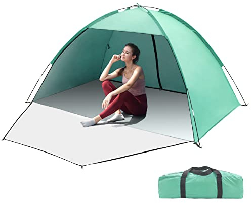 Tienda de Playa, Protección UV 50+, Tienda de Campaña Familiar XXL, con Puerta Delantera y Trasera con Cremallera, Proteccion de Privacidad, Ventilación, Protección contra el Viento, Protección Solar
