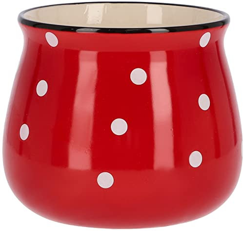 KOTARBAU® Keramik Blumentopf Übertopf ⌀ 125 mm Rot in Weiße Punkte Erbsen