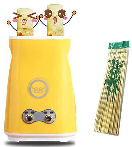 Electric Egg Roll Machine Double Egg Household Egg Roll Maker Egg Sausage Double Tube Maker Made Omelet Hot Dog Vertical Nonstick Cooker DIY Maker Breakfast (Color : Yellow)