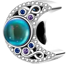 GNOCE Charm Perle Magischer Mond Stimmung Charm 925 Sterling Silber Bead Charms für Armband Schmuck Geschenk für Frau Fit Armbänder/Halskette