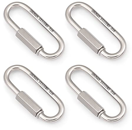 SHONAN 2.85 Chain Quick Links, 4 Pcs 1/4 Marine Grade Screw Chain Links, Large Opening Chain Connector Chain Coupler, 635 Lbs Capacity