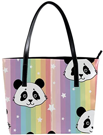Schultertasche, leicht, lässig, Schultasche, Lehrertasche, Handtasche, Geldbörse, bunte Streifen, Panda-Sterne-Muster, Mehrfarbig