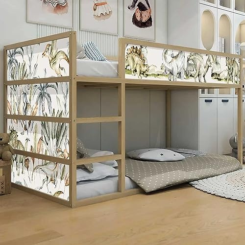 WANDKIND Aufkleber für IKEA KURA Kinderbett Hochbett Klebefolie Möbelfolie Sticker Kinderzimmer Dinosaurier (Möbel nicht inklusive) IKB503 (5 Sticker Set)