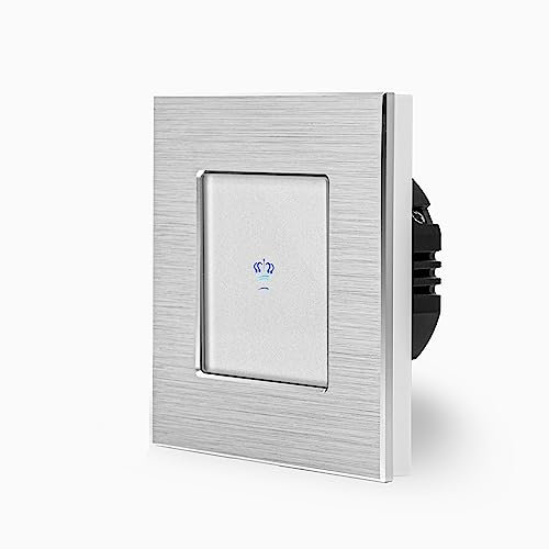 KRONE einfacher Touch Wechsel Dimmer Lichtschalter Ein/Aus dimmbar 1-Fach im Aluminiumrahmen in weiß 1-Weg Glas Berührungs Wandschalter Wechselschalter zum dimmen von mehreren Orten Luxus-Time