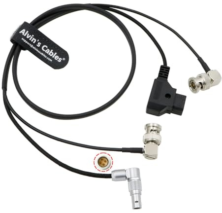 Alvin's Cables Cavo di alimentazione Combinato per Zacuto Kameleon Pro EVF Cavo di alimentazione Ruotabile 4 pin a D-tap con BNC a BNC SDI Cavo Coassiale 75 cm | 29,5 pollici