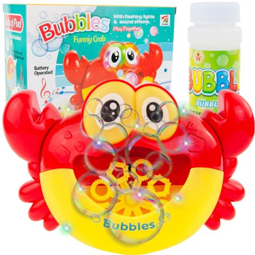 Martom Krab Bubbles Machine - Badespielzeug für Kinder Seifenblasenmaschine mit Musik, automatischer Seifenblasenmacher,Automatische Seifenblasenpistole, Geschenk für einen Jungen und EIN Mädchen