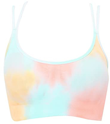 Sport BH Starker Halt Joggen Nahtloser Batik-Sport-BH Damen-Träger-Yoga-Sport-BH, gepolstertes, mittelgroßes Workout-Crop-Tanktop Top Fitness Freizeit Sport Yoga Workout Yellow, M