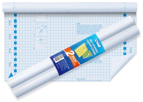 Transparente Kontaktpapierrolle für Bücher, 44,5 cm x 1,5 m, transparent, selbstklebend, Bucheinband, Papierschutz, 2 Stück