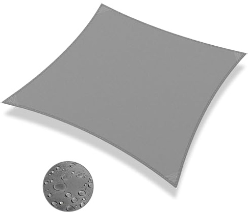 IOAOI Sonnensegel, rechteckig, wasserdicht - Blockiert 95 % der UV-Strahlen - Mit kostenloser Schnur - Für Außenbereich, Garten, Terrasse, Hof, Pergola, Balkon, Party - 2 x 2 m (grau)