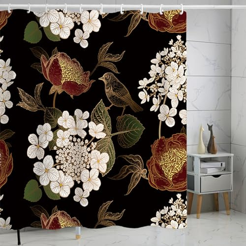 FAIRYGATE Shower Curtain Bathroom Curtain Basics Duschvorhang 180x180 cm Schimmelresistent und Wasserabweisend Duschvorhang Anti Schimmel Wasserdichter Waschbar Polyester Badewanne Vorhang B8014