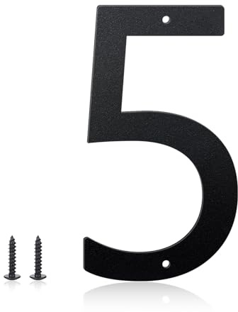 12 Inch House Numbers and Metal Letters for Outdoor Signs, House Numbers for Outside, Aluminum Address Letters and Numbers for Door, Mailbox, Garden, Perfect for Home or Office (Number 5)