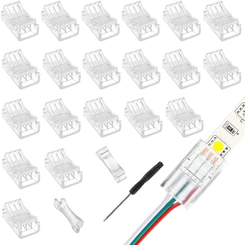 EPLZON 3Pin 10mm Conector de Tira LED Conector rápido de luz de Cinta LED conectores led sin Soldadura para Tira LED monocromática SMD 5050/5630 de 10mm Ancho(20piezas)
