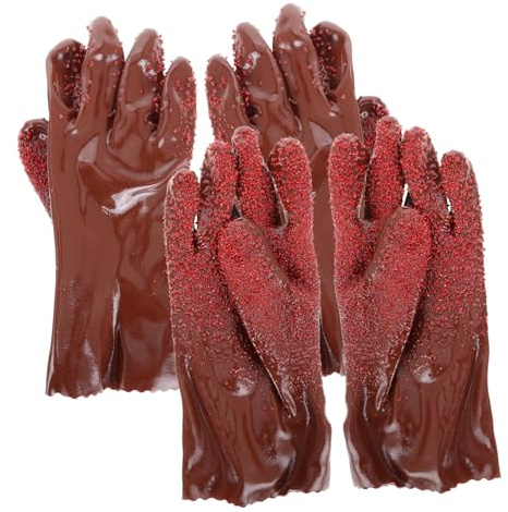 MOBUTOFU 2 Pairs Waterproof Tough Plumber's Snake Gloves Non-slip Reusable Heavy Duty Drain Cleaning Work Gloves for Sewer and Plumbing Tasks