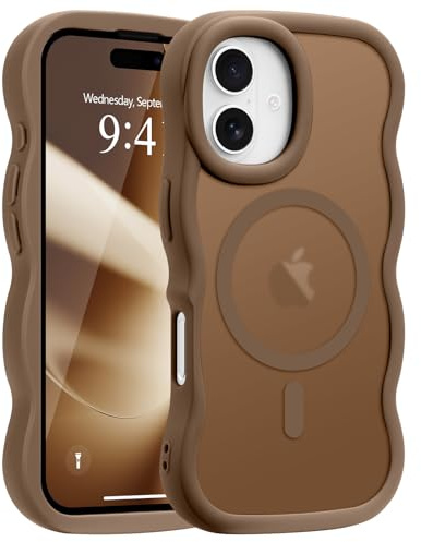 Pepmune für iPhone 16 Hülle Kompatibel mit MagSafe, Gold | Wellen Design TPU Bumper Stoßfest Schutzhülle. Magnetisch Handyhülle. Durchscheinend Silikon Case.