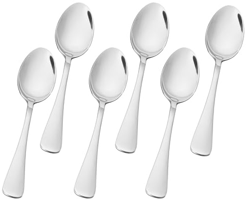 H HANSEL HOME 6 Cucharas Soperas de Acero Inoxidable 18/0 - Cucharas de Mesa y Sopera Lavables en Lavavajillas, 20x4,4cm, Acabado Pulido