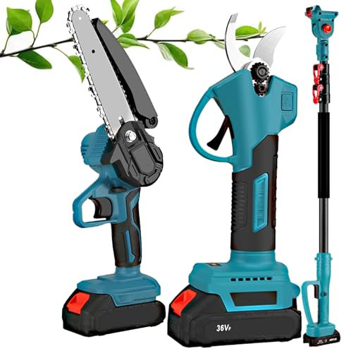Tijeras De Podar EléCtricas, Tijeras De Podar EléCtricas Para JardíN De 40 Mm Con PéRtiga TelescóPica De 2 M, Tijeras De Podar De Largo Alcance, Kit De Sierra De PéRtiga