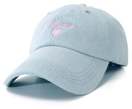 Women's Denim Baseball Cap - Vintage Washed Cotton Adjustable Hat, Breathable Sun Protection Cap for Outdoor Sports & Casual Wear