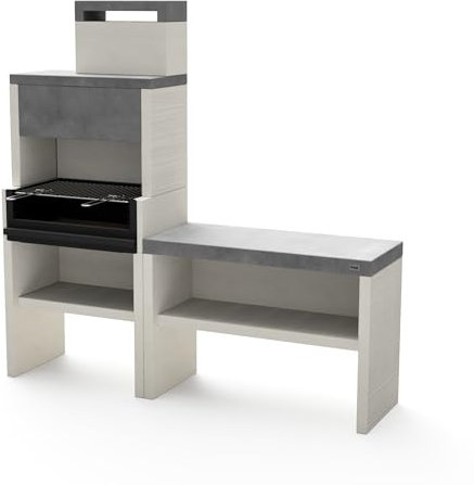 TUOZI - PACK 7 – COCINA DE EXTERIOR VENIT FLEX PLUS HOTTE – Barbacoa Modular con Parrilla de Acero y Cajón de Cenizas (188 x 47 x 185 cm)