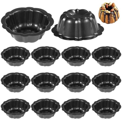 16-Pack Mini Fluted Cake Pans, Non-Stick Carbon Steel Moulds, Metal Baking Molds For Muffins, Cupcakes, And Brownies