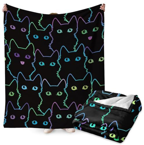 FYDZBSL Cat Cobijas para Niños y Niñas, Cobija con Estampado de Dibujos Animados, Manta de Forro Polar de Microfibra Suave para Silla, Oficina, Habitación Mantas de Dibujos Animados