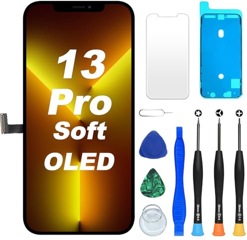 Digi4U Ecran pour iPhone 13 Pro Soft OLED, Full HD Compatible Face ID, Écran Retina 3D Touch True Tone avec Assemblage Digitizer, Kit d’Outils de Réparation et Adhésif Étanche