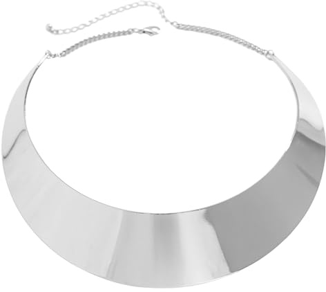 Klaisy Übertriebener Halsreif, Metalldraht, Drehmomente, Choker-Halskette für Damen, Punk, breit, glatt, Schmuckzubehör, runde Halskette