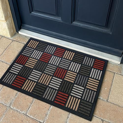 Decorator HOME Fußmatte Rumba 40x60 cm – Gummi, PVC, Antirutsch - Schmutzfangmatte Bunt mit Parquet-Muster für Eingang und Terrasse - Ideal für Außenbereich