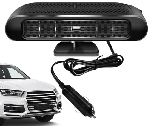 Hitburu Calefactor Pequeño Para Coche | 12V/24V Descongelador y Desempañador de Parabrisas | Calefactor Eléctrico para Invierno en Sedán SUV Furgonetas Camionetas Scooters